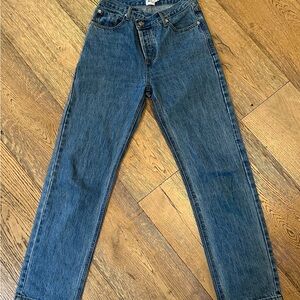 Princess Polly Fit HOLLY ASYMMETRIC Straight Leg Blue Jeans Classic